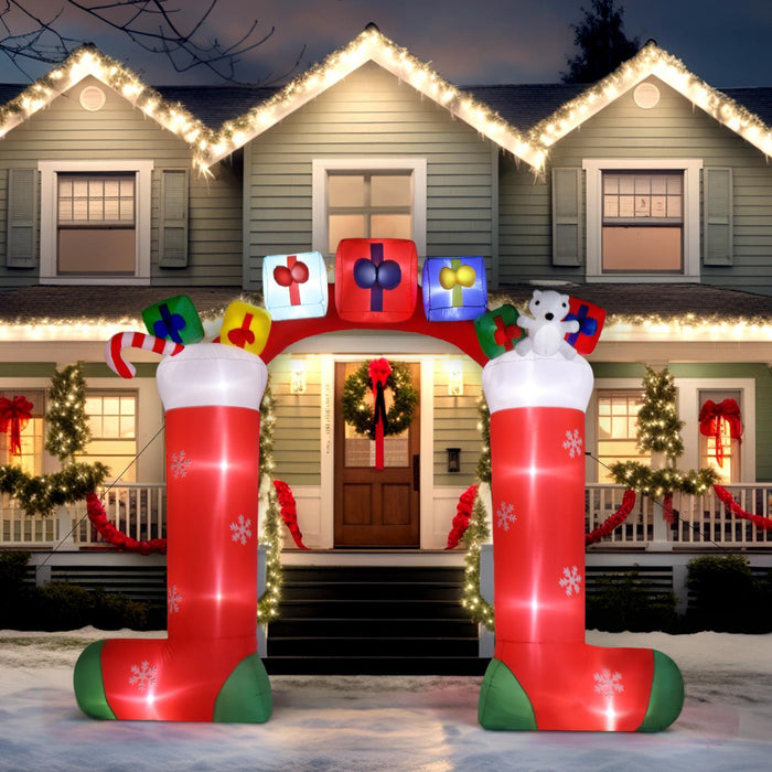 9FT Christmas Inflatables LED Lights Christmas Sock Arch Outdoor Decorations