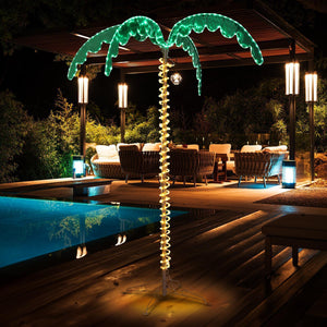 7FT LED Lighted Coconut Tree Outdoor Artificial Tree Tropical with 306 Lights