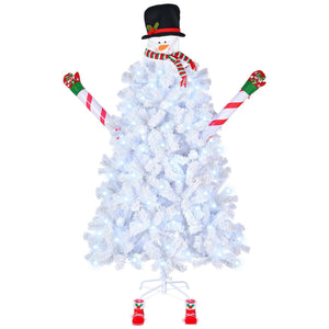 6.5FT Pre-lit Artificial Christmas Tree Snowman Shape with 140 LED Lights