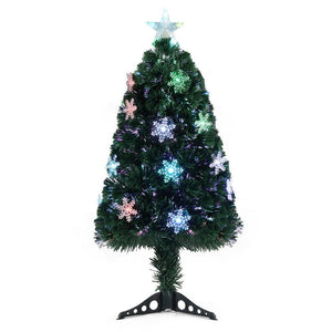 3FT Pre-lit Artificial Christmas Tree Snowflakes Xmas Tree Holiday Decor