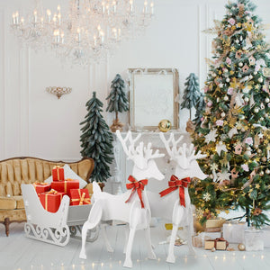 3-Piece 5ft Deer & Sleigh Silhouette Set Outdoor Christmas Yard Decor White