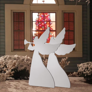 3FT Set of 2 Christmas Angel Yard Decorations Weather-Resistant PVC 4 Stakes