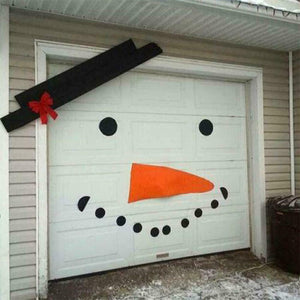 Christmas Garage Door Covers DIY Snowman Old Man Elk Bow Hat Outdoor Decor