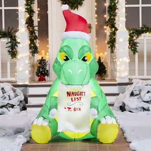 5FT Dinosaur Christmas Inflatable Outdoor Decoration Sitting Dinosaur