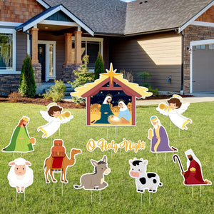 11 Pcs Religious Christmas Yard Signs Holy Nativity Scene Outdoor Lawn Signs Decorations