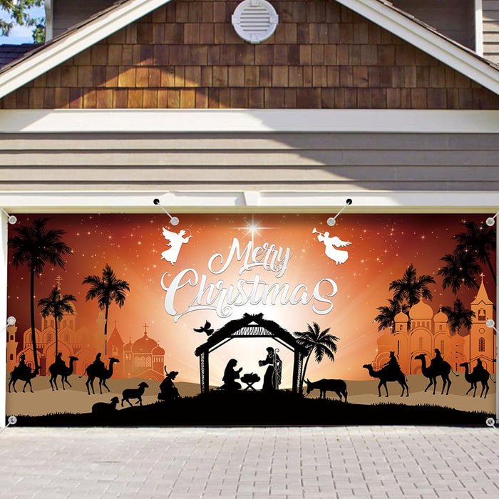 6 x 13 ft Christmas Nativity Garage Door Banner Holiday Decorations