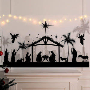 Nativity Scene Backdrop Christmas Decoration, Manger Farm Barn Stable Christianity Photography Prop, 5 x 3 Ft