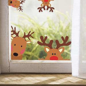 Adorable Reindeer Wall Stickers for Nursery Car Christmas Decor, 10 Count