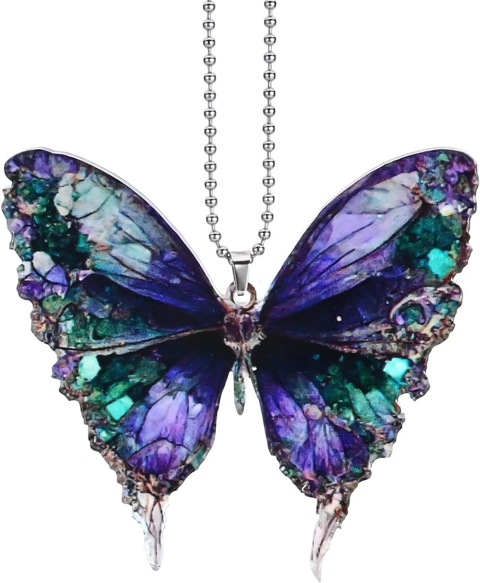 2D Crystal Butterfly Car Hanging Accessories, Christmas Tree Ornament Festival Ornaments Gift