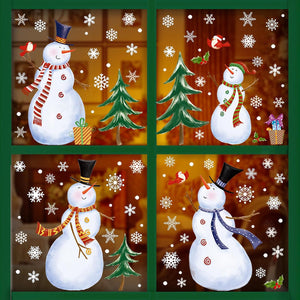 Christmas Windows Clings Snowman Snowflakes Decal Sticker for Window Home Decor