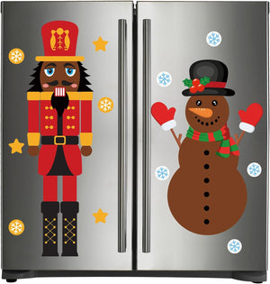 2 Set Black Nutcracker Snowman Refrigerator Magnets Cute Funny Christmas Decor