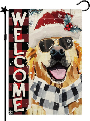 Christmas Golden Retriever Dog Garden Flag, 12.5 x 18 In