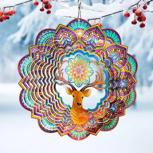 Santa Deer Wind Spinner 3D Stainless Steel Christmas Decoration Worth Gift Garden Decor