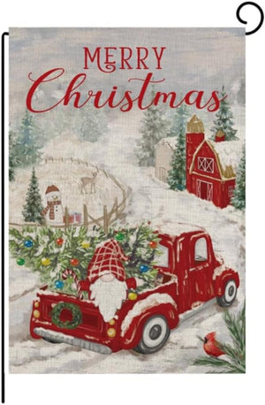 Winter Garden Flag Rustic Quote House Yard Flag Merry and Magical Holiday Decor (Red Truck)