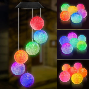 Crystal Ball Wind Chimes for Outside Solar Lights Gifts Outdoor Changing Colors Garden Decor