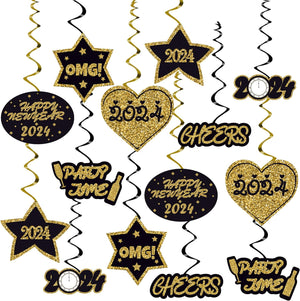 Happy New Year Hanging Swirls - Pack of 32 | NYE Decorations 2024