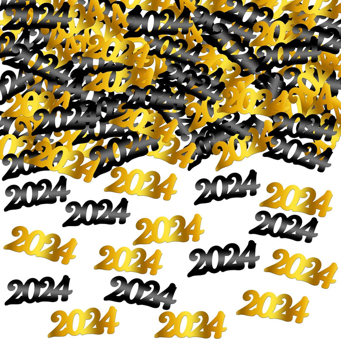 Pack of 500 | Black and Gold 2024 Confetti, New Years Eve Party Supplies