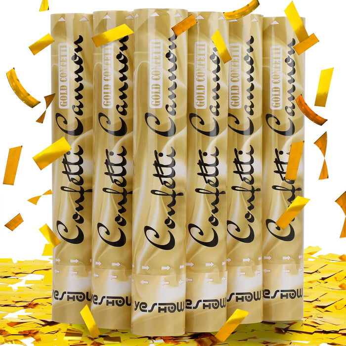 Confetti Cannon Party Poppers Gold (6 pack)