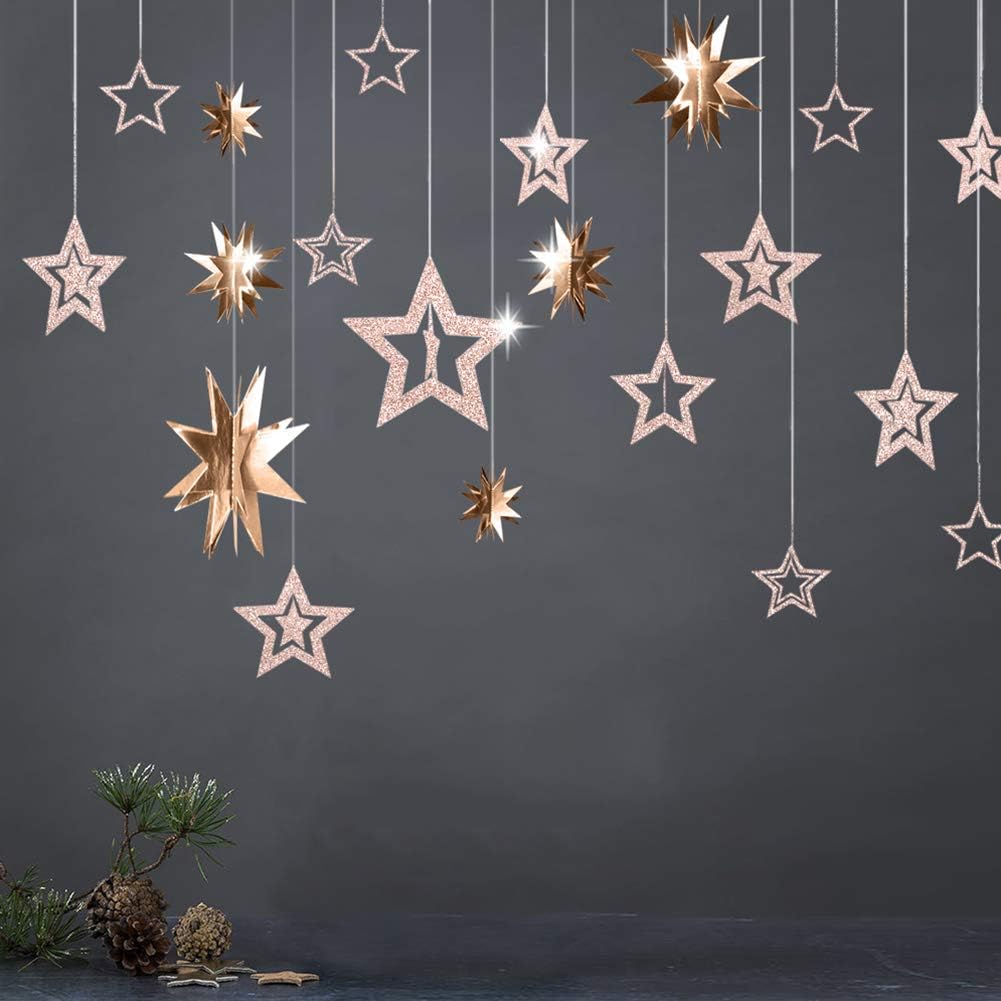 Champagne Gold Star Garland Twinkle Little Stars Decoration Hanging Streamer Backdrop Banner