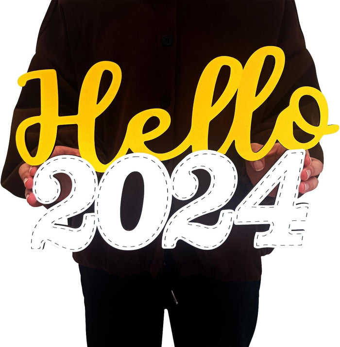 Hello 2024 Wooden Sign for New Years Decorations