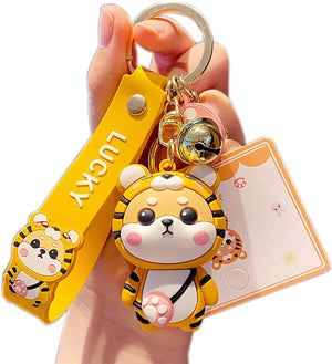 Ladies Girl Cute PVC Shiba Inu Keychain Creative New Year Gift Animal Pendant Car Key