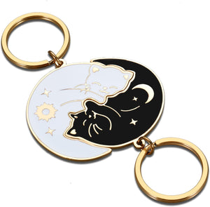 Couple Gifts Cute Keychain for Boyfriend Girlfriend Best Friend Christmas Valentines Day Matching Cat Lover