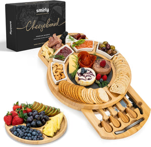 Large Charcuterie Board Gift Set, Bamboo Cheese Board Set