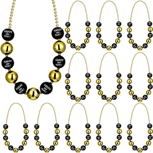 12 Pcs Happy New Year Jumbo Ball Necklace 2024 Black