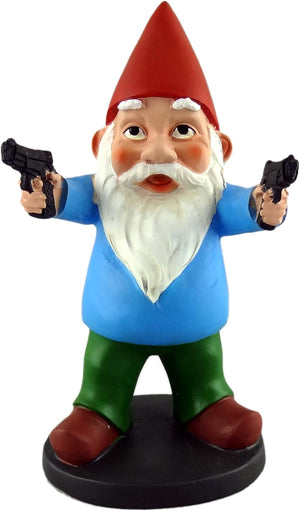 Funny Guy Mugs Garden Gnome with Gun Statue