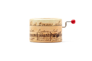 Rocio Music Box Decorated with Ancient Music Writting with the song La vie en Rose in a hand cranked mechanisms