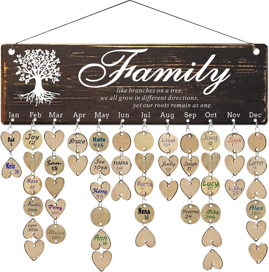 Family Birthday Tracker Reminder Calendar Board, Best Mom Grandma Christmas Mother Day Present Idea