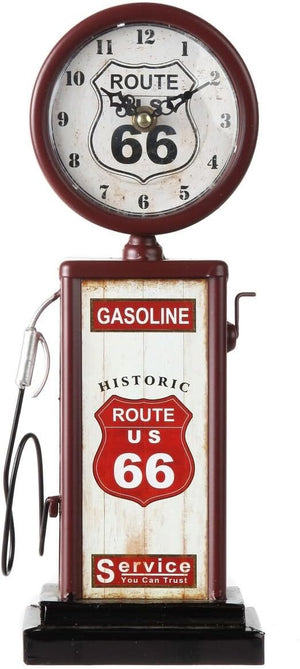 Home Old Fashioned Route 66 Gas Pump Mantle Clock, Silent-Non-Ticking with Quartz Movement