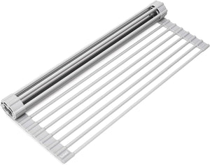 Over The Sink Multipurpose Roll-Up Dish Drying Rack (Warm Gray, 17.5" x 13.1" - Small)