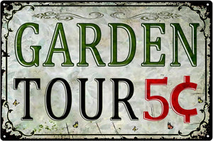 Welcome Sign Garden Tin Signs Funny Vintage Metal Garden Tours 5 Cents