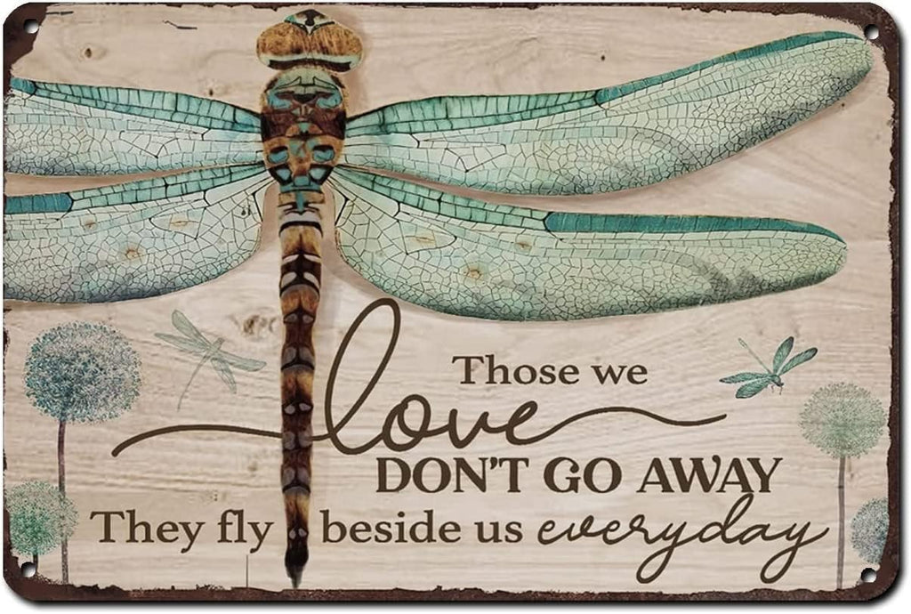 Tin Sign Green Dragonfly Funny Novelty Metal Retro Wall Decor