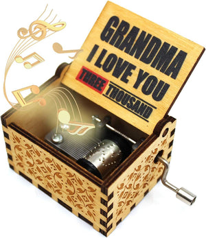 Wooden Color Painted Music Box - Grandma I Love You 3000, Gift from Grandson or Granddaughter