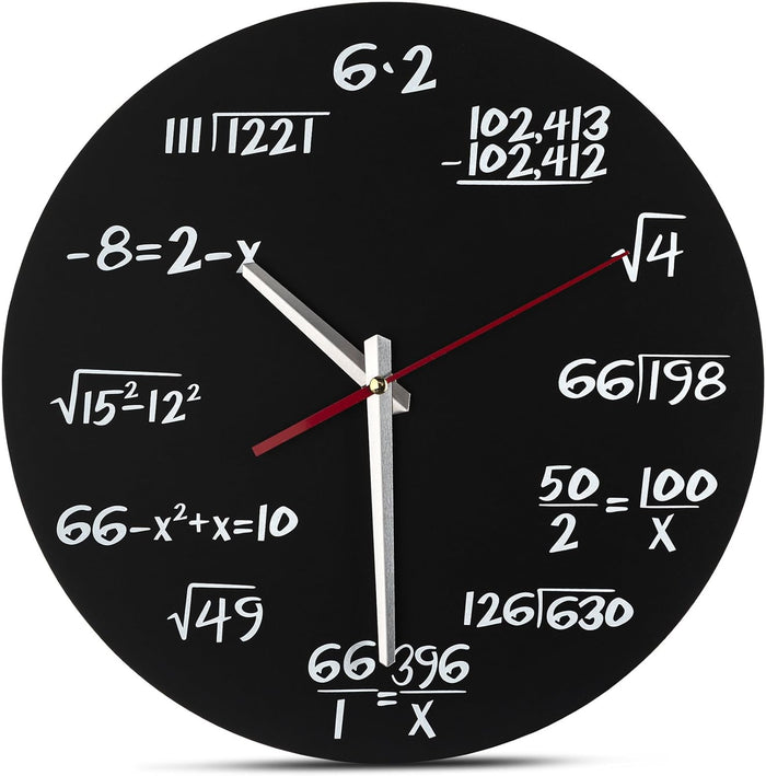 Math Wall Clock, Each Hour Marked by a Simple Math Equation