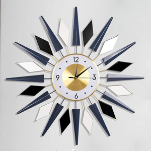 28 Inch Modern Metal Unique Design Large Silent Wall Clocks Battery Operated Office Home Decor, Navy & White