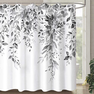 White Daisy Floral Blue Waterproof Fabric Shower Curtains for Bathroom (Blue, 72'' x 72'')