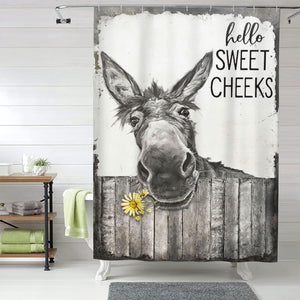 Donkey Shower Curtain Rustic Floral Farmhouse Bathroom Decor, 60 x 72 Inch