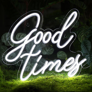 Good Times Neon Sign for Wall Decor White Neon Light with Dimmer Switch