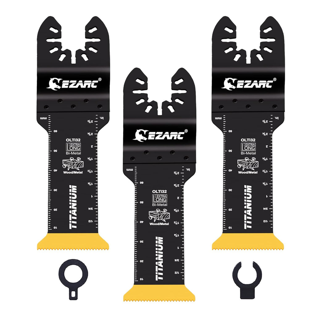 Tittanium Oscillating Saw Blades, Extra-Long Oscillating Multitool Blades for Metal, Wood Nails, Screws Cutting, Plastic, 3 Pack