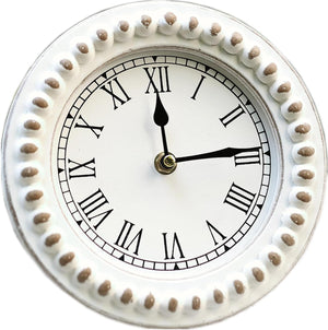 Farmhouse Table Top Clock with Wooden Beads-Mantal Tabletop Clock-Desk