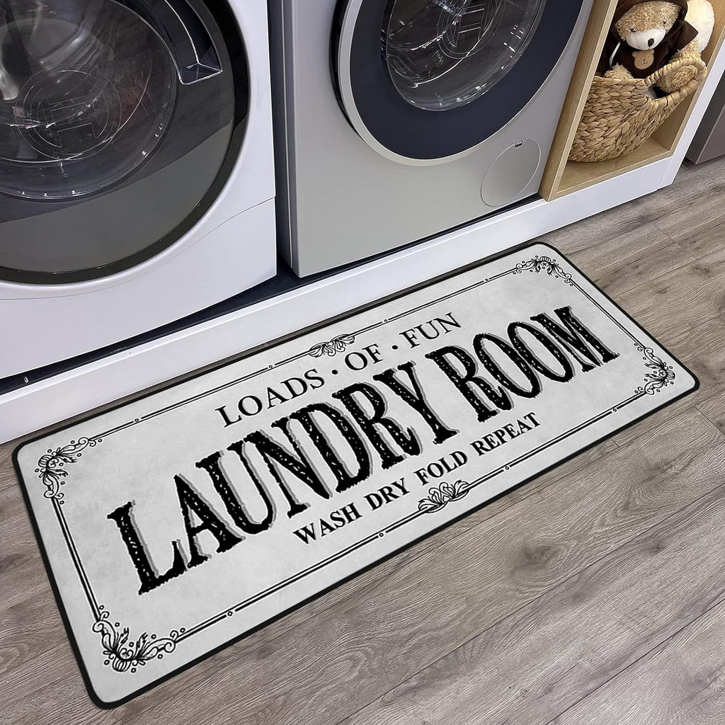 Laundry Room Rug Runner 20"x59" Laundry Rugs and Mats Kitchen Bathroom Hallway Decor, Cyan