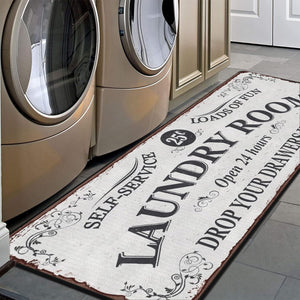 Laundry Room Rug Runner Machine Washable Area Rugs (White-2 40x20in)