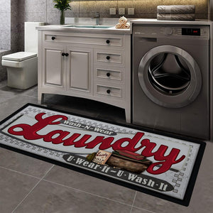 Laundry Room Rug Runner 20"X48" Kitchen Rugs Non Slip Washable, Grey Red