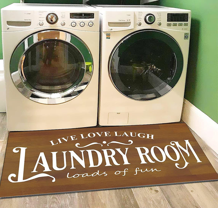 Vintage Wood Laundry Room Area Rugs Non Slip Natural Rubber Runner Rug,  48''×20''