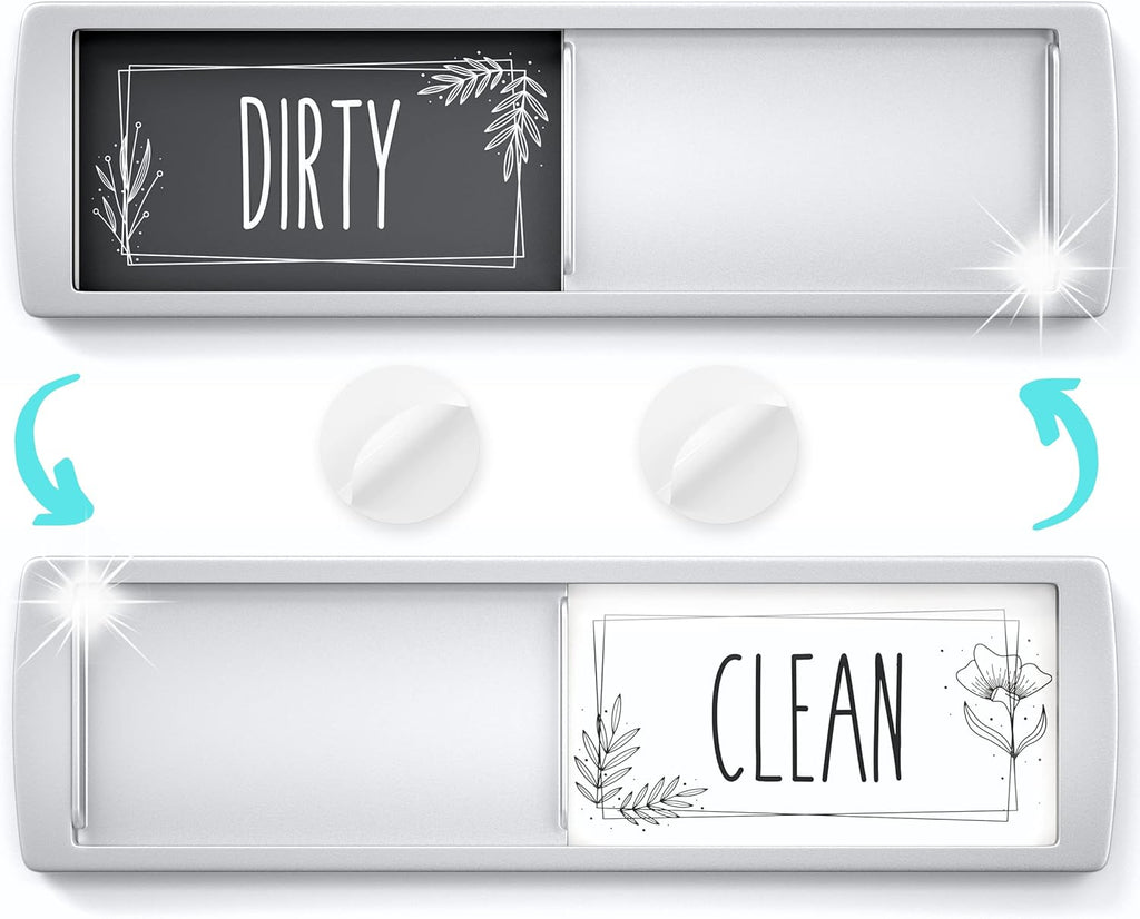 Stylish Clean Dirty Magnet Sign - Ideal for Dishwasher, Dirty Clean Dishwasher Magnet, White/Gray