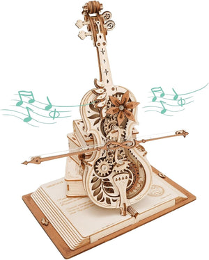 3D Puzzles for Adults 1:5 Scale Cello Model Kit with Base 199pcs Wooden Music Box Building Kit Desk Gift