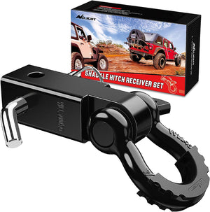 Shackle Hitch Receiver 2Inch 45000 LBs Breaking Strength 3/4" D Ring Shackle w/Trailer Hitch Pin Heavy Duty for Trucks Jeeps Off-Road, Black